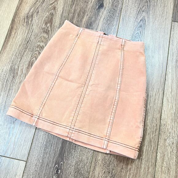 Free People Modern Femme Bodycon Pink Denim Skirt - Picture 3 of 7